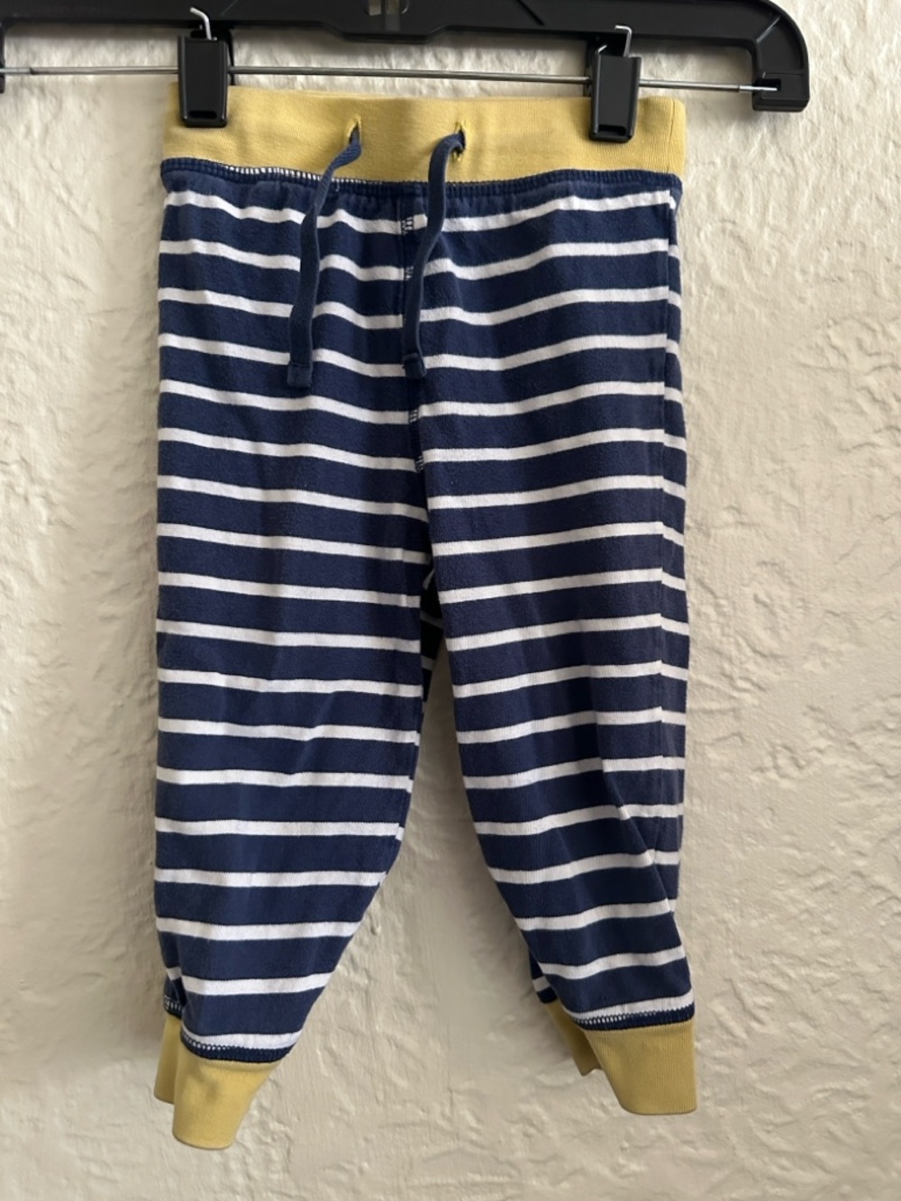 Baby Boden Dark Blue White Stripe Yellow Trim Pants Infant Baby 18-24 Months